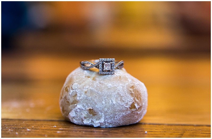 Engagement photos at Ice Cream Parlor in Downtown Durham