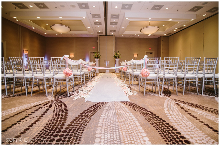 Mint and coral wedding decorations