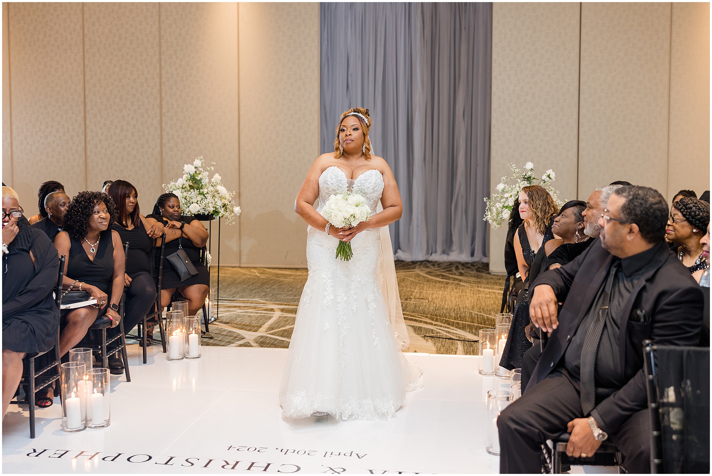 Bride walking down the aisle