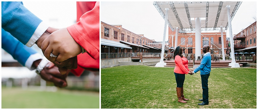 American Tobacco engagement photos in Durham NC