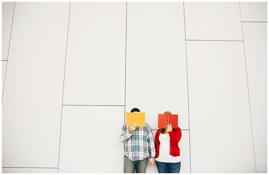 Engagement photos at Hunt Library in Raleigh