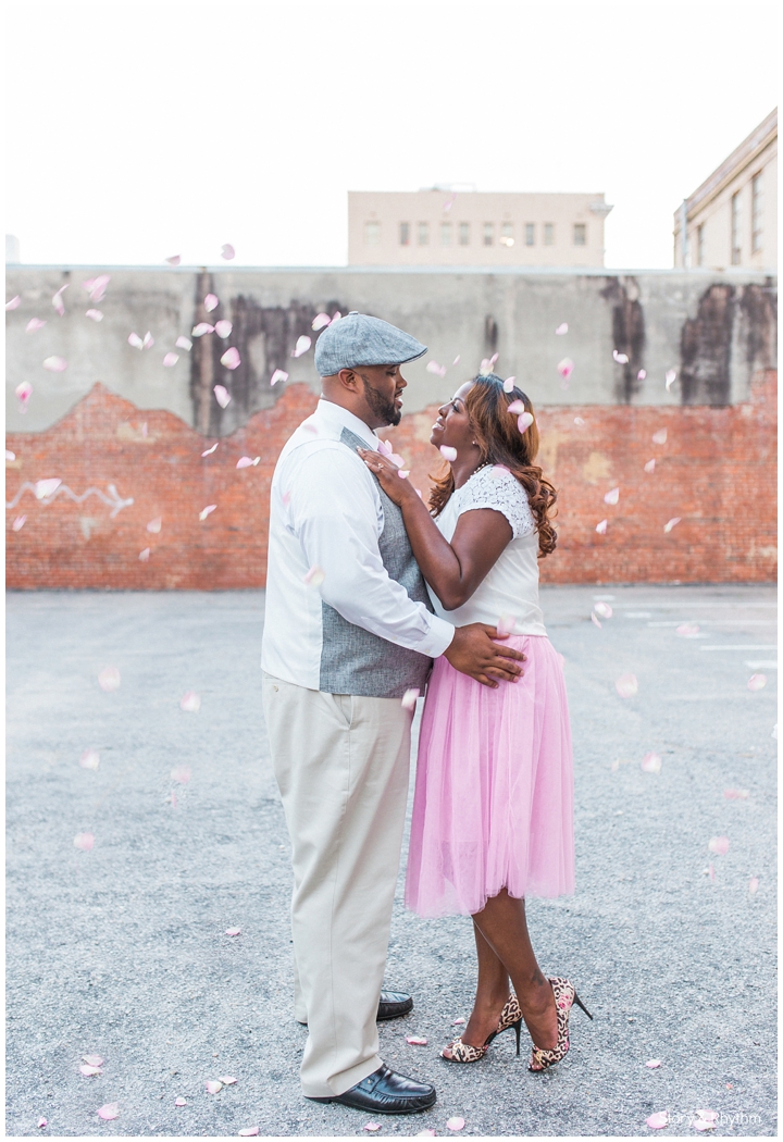 flower petal engagement photos