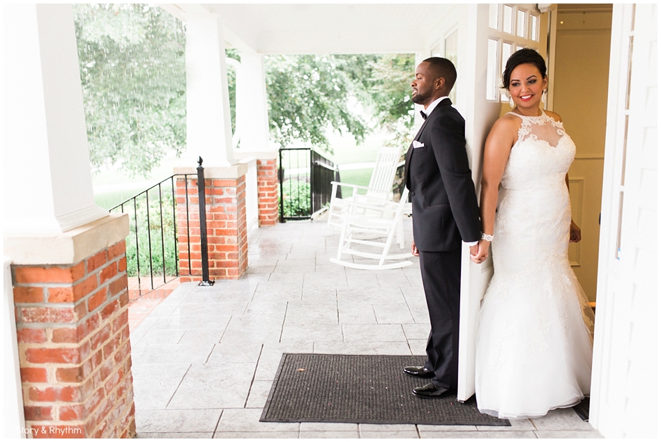 Bride and groom sharing a moment before the ceremony
