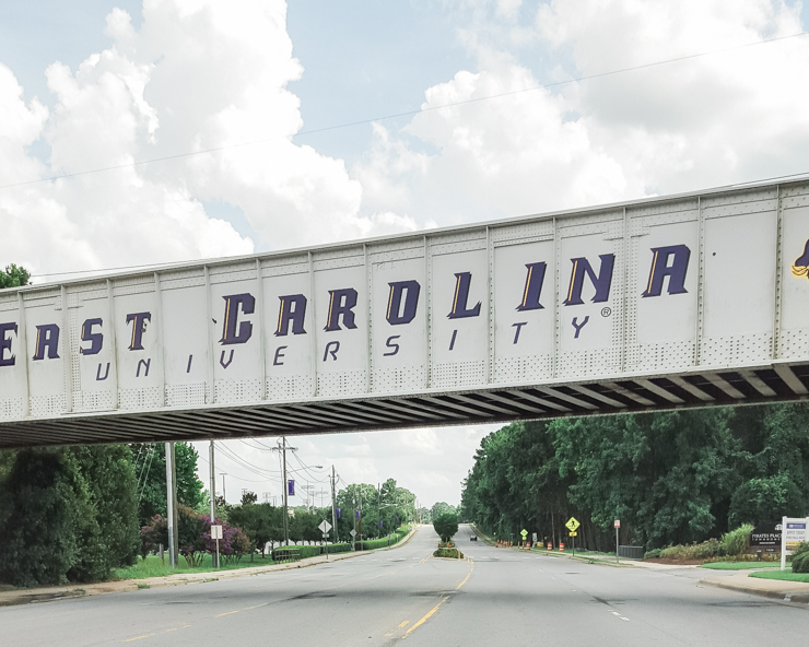 Driving by the East Carolina bridge in Greenville, NC