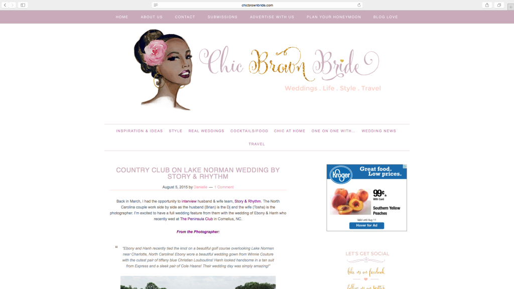 Wedding photographer published on Chic Brown Bride