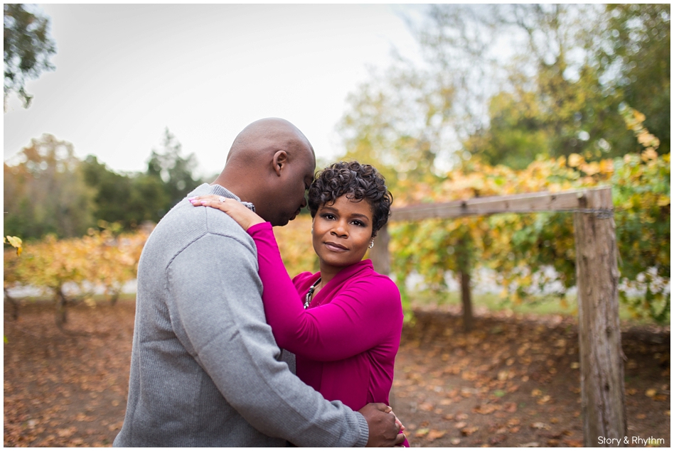 Engagement portraits in grape vine
