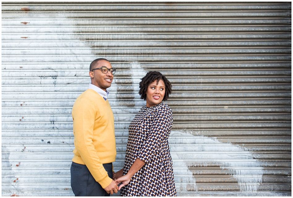 Engagement photos in the Warehouse District in Raleigh