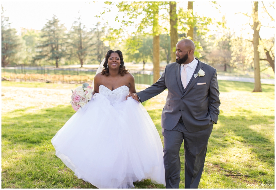 Bride and Groom at Tanglewood Park in Winston Salem, North Carolina