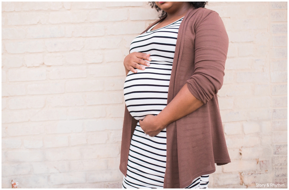 black and white stripe dress from Motherhood Maternity