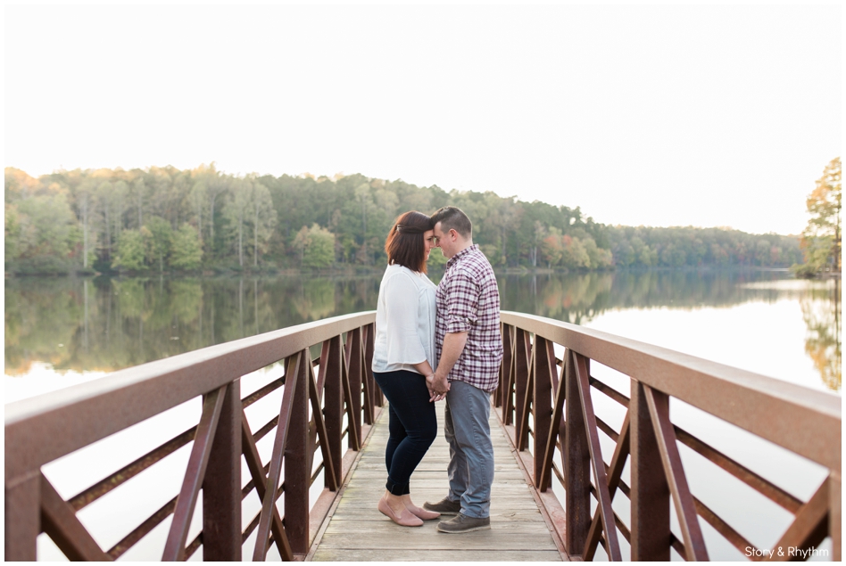 Engagement photos on a pier
