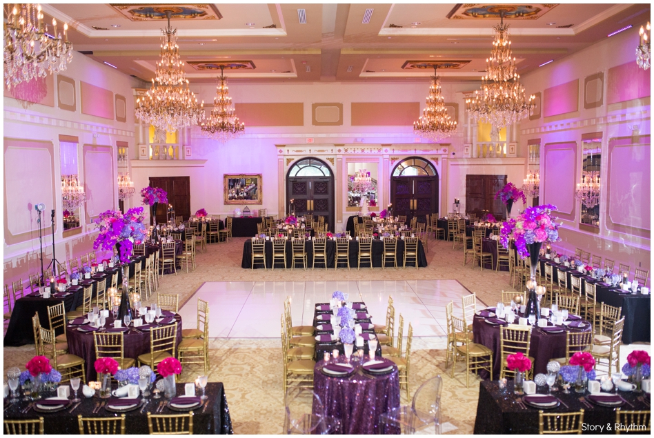 Purple and hot pink wedding decor