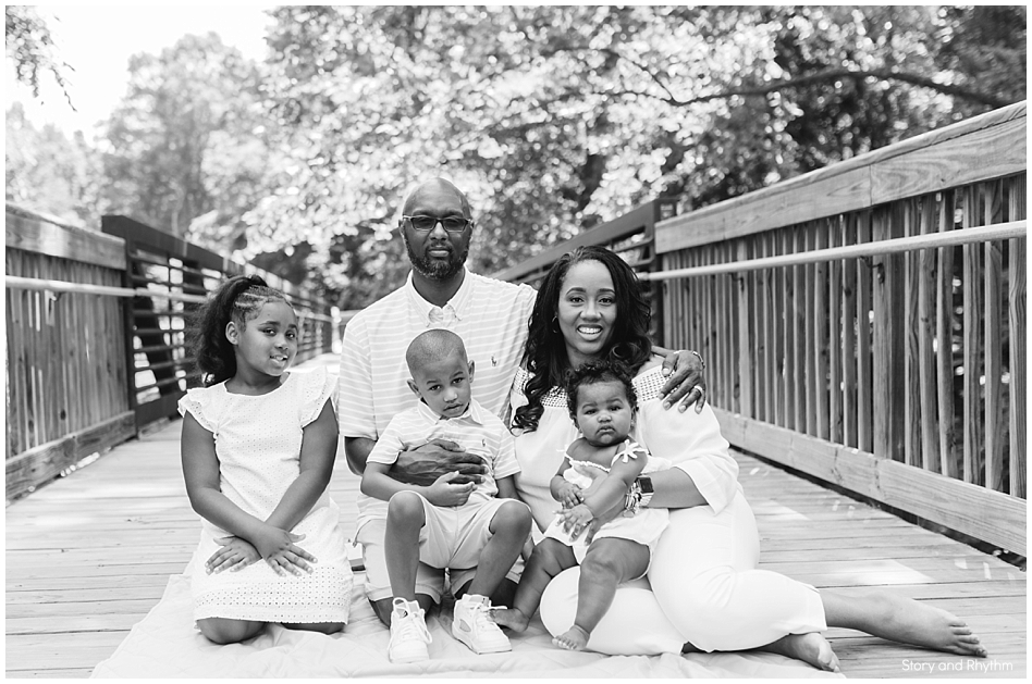 Family wearing white for portraits