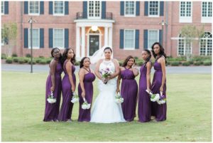 Bridemaids in purple dresses