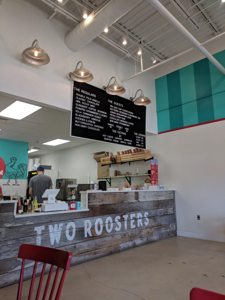 Two Roosters ice cream in Raleigh