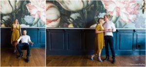 Fashionable engagement photos in downtown Raleigh