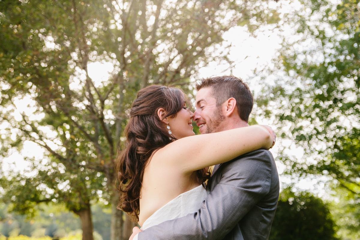 Bride and groom at the park